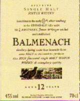 Balmenach single malt scotch whisky