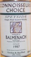 Balmenach Speyside scotch whisky - Gordon MacPhail - Connoisseurs Choice Label