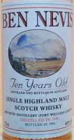 Ben Nevis 10 years old vintage 1986 label