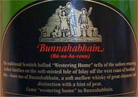 Bunnahabhain 12 years old the back of the bottle / label