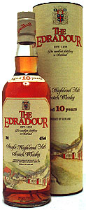 Edradour 10 years old scotch whisky bottle and pipe