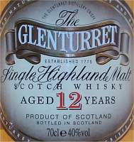 The Glenturret Single highland malt scotch whisky aged 12 years - Label