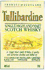 The Tullibardine Whisky label.