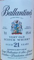Ballantine's 21 years old the label