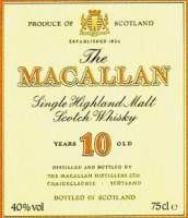 MacAllan 10 Years Old Label