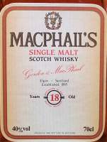 Macphail's single malt scotch whisky - Gordon MacPhail elgin Scotland 18 years old