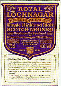 Royal Lochnagar, Scotch Whisky, Single Highland Malt.