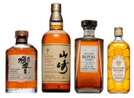 Collection of 4 suntory whisky bottles
